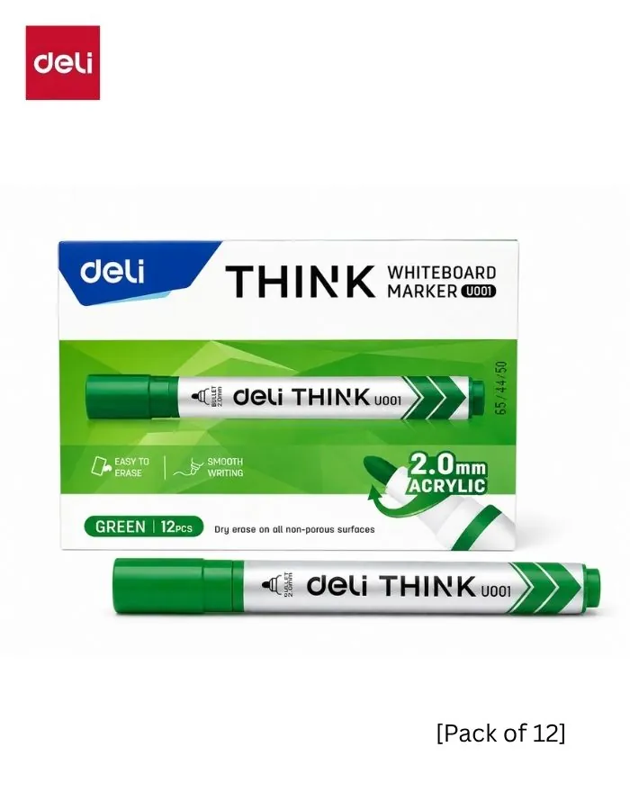 Whiteboard Marker Deli THINK U001 Green 2.0mm Bullet Tip Dry Erase Pen