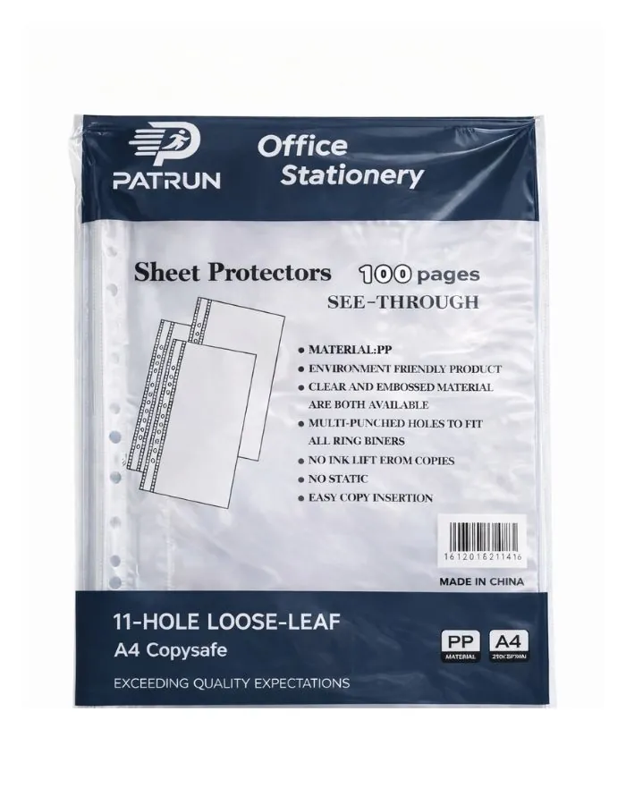 A4 Sheet Protectors 40 Micron 100 Pages Patrun