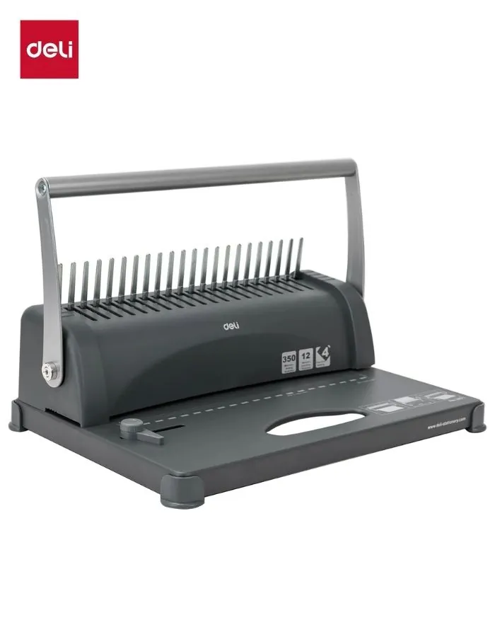 Comb Binding Machine Deli 3871, 12 Sheet Punch Capacity, 350 Sheet Binding Capacity, Black