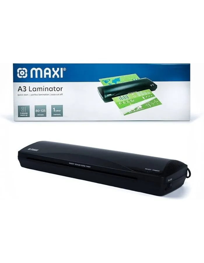 MAXI A3 Laminator Machine 80-125 Micron Hot Laminating Machine for Documents, Photos, Certificates & ID Cards - Black