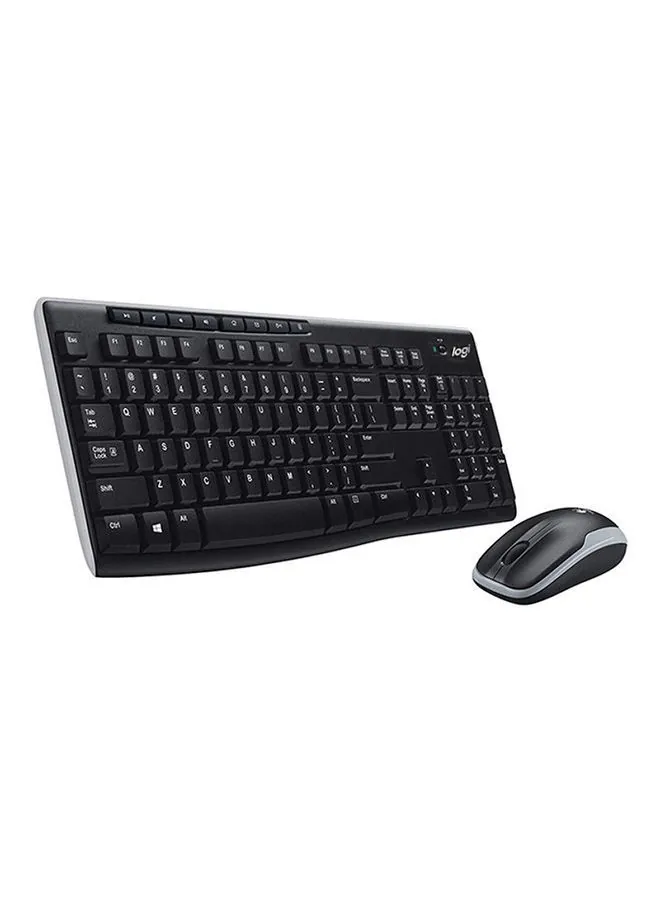 MK270 Wireless Combo Keyboard and Mouse, English Arabic Layout, Long Battery Life, 1000 DPI Resolution, Multimedia Keys, Compact Design