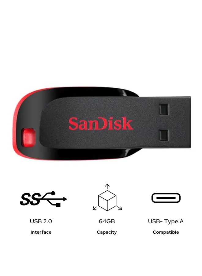 64GB Cruzer Blade Flash Drive USB 2.0, USB Type-A SDCZ50-064G-B35
