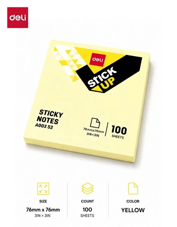 Sticky Notes (3x3 Inch) – Premium Self Adhesive Memo Pads, Easy Peel Sticky Notes for Office, School, Study, Home & Reminder Notes – 100 Sheets Yellow Note Pad