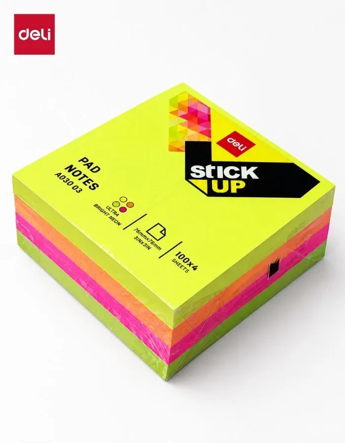 Sticky Notes 3x3 Colorful Neon Memo Pad – Deli Notes for Office, School & Home