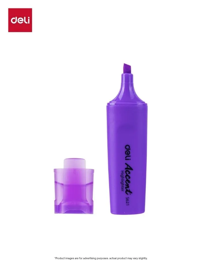 Highlighter Deli Accent S621 Purple Chisel Tip Pen Set, Non-Toxic Ink, 10 Pieces
