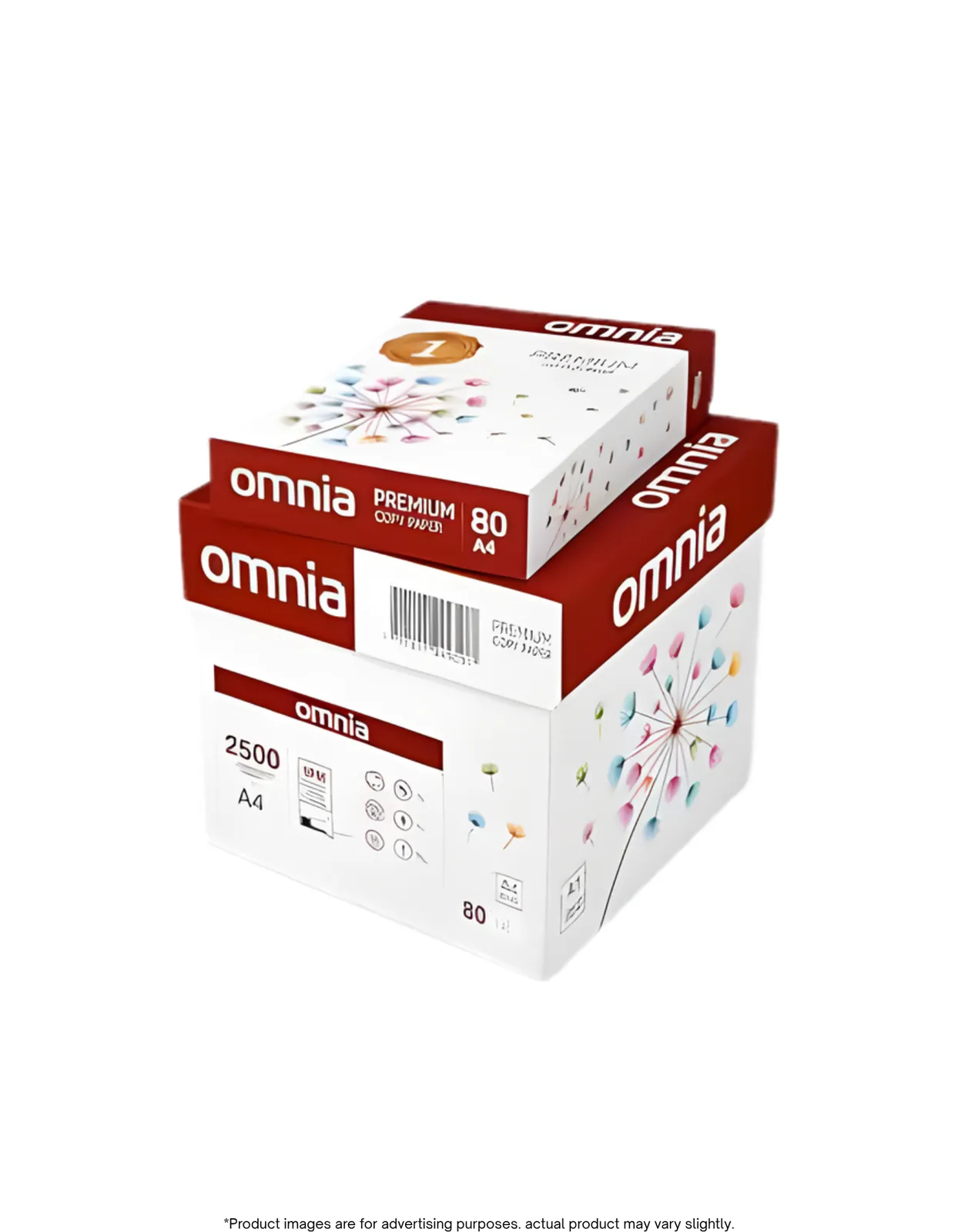 Omnia Premium Copy Paper A4 80 GSM – 1 Box (5 Reams, 2500 Sheets)