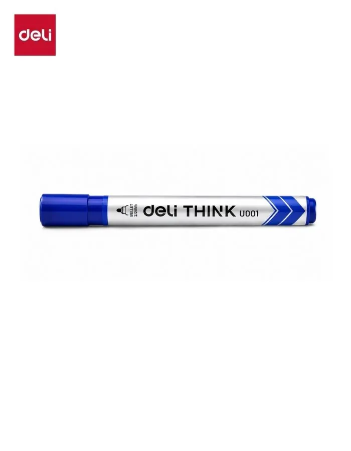 Whiteboard Marker Deli THINK U001 Blue 2.0mm Bullet Tip Dry Erase Pen 12 Pieces