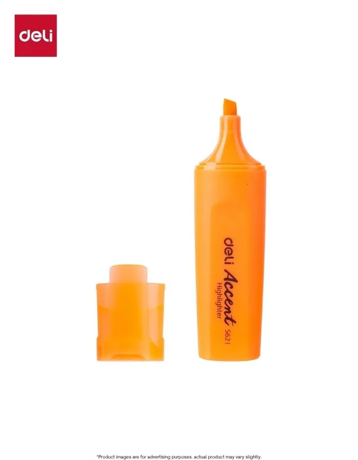 Highlighter Deli Accent S621 Orange Chisel Tip Pen Set, Non-Toxic Ink, 10 Pieces