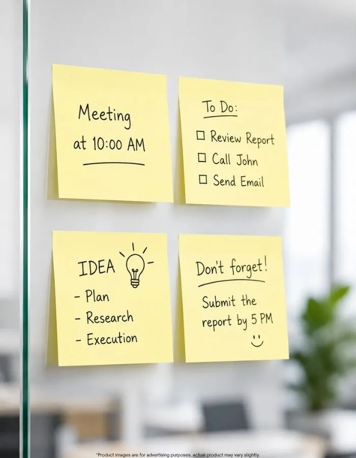 Sticky Notes (3x3 Inch) – Premium Self Adhesive Memo Pads, Easy Peel Sticky Notes for Office, School, Study, Home & Reminder Notes – 100 Sheets Yellow Note Pad