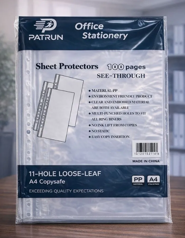 A4 Sheet Protectors 40 Micron 100 Pages Patrun