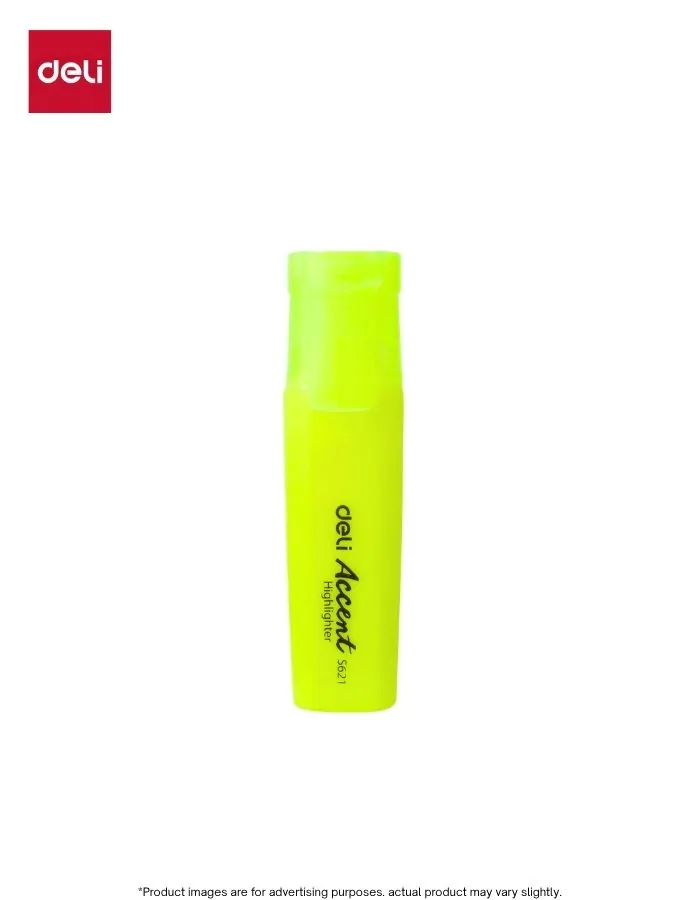 Highlighter Deli Accent S621 Yellow Chisel Tip Pen Set, Non-Toxic Ink, 10 Pieces