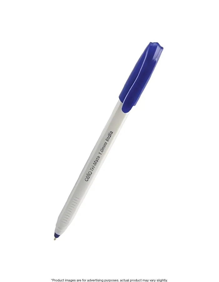 Ball Pen Cello Tri-Mate 1.0mm Blue Ink, Smooth Writing, Pack of 50