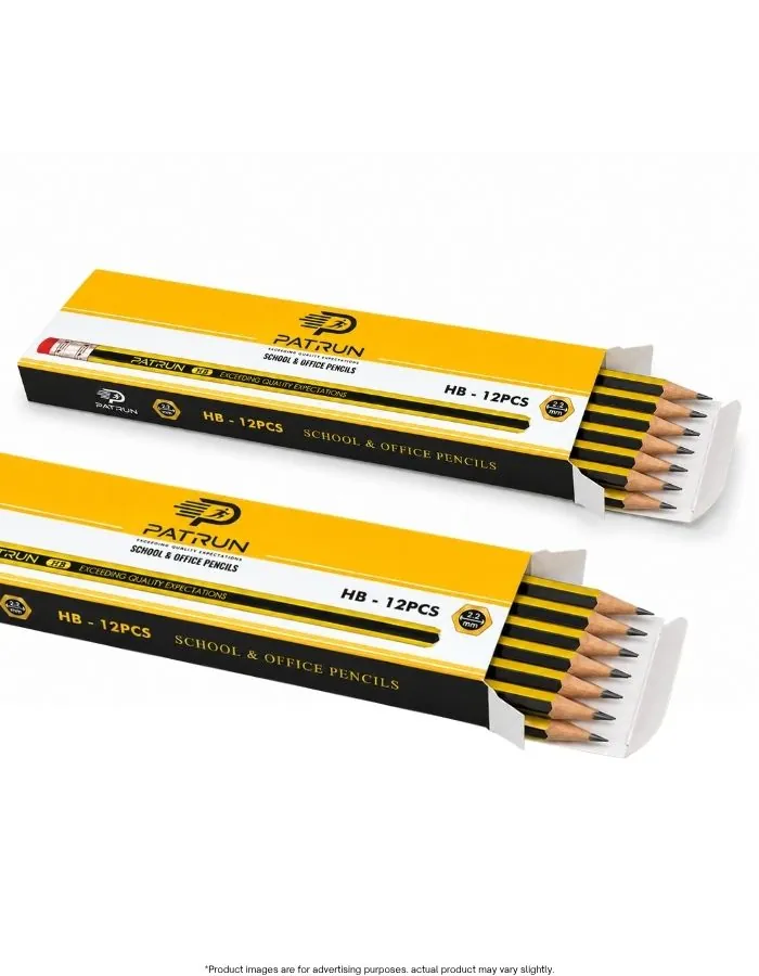 HB Pencil Set PATRUN 12 Pcs x 2 Boxes – School and Office Graphite Pencils, 2.2mm Lead, Break Resistant