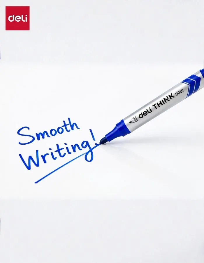 Whiteboard Marker Deli THINK U001 Blue 2.0mm Bullet Tip Dry Erase Pen 12 Pieces