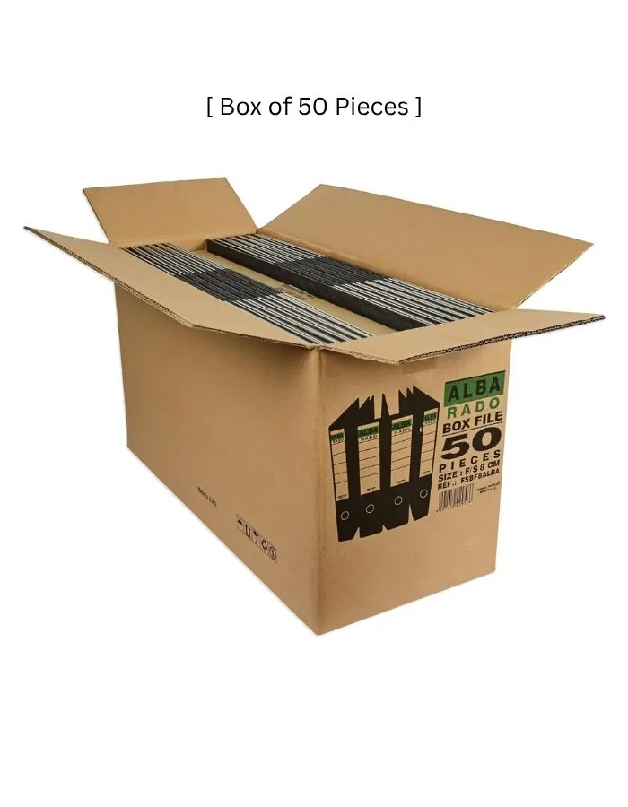 ALBA RADO Box File Foolscap 3inch Spine Black – Set of 50 Pieces